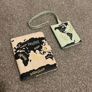 Anthropologie and 1Canoe2 World Map Passport Holder Cover and Luggage Tag Set